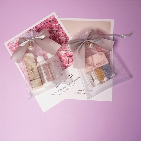 Organza Geschenkzakjes Transparante Trekkoordzakjes Kunstparelstrik Decoratieve Verpakking Voor Sieraden Bruiloft