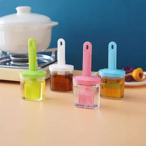Keuken Oliekwast Siliconen Nylon Hittebestendig BBQ Grillen Bakken Tool Met Geïntegreerde Fles Container