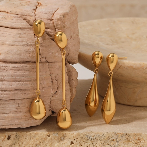 Minimalistische Tropfenohrringe Edelstahl Spiegelpoliert Wassertropfen Lange Hängeohrringe Modeschmuck Für Damen