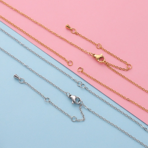 304 Stainless Steel Necklace Chain 18K Gold Plated DIY Jewelry Making Accessory Mirror Polished With Lobster Clasp And Water Drop Charm