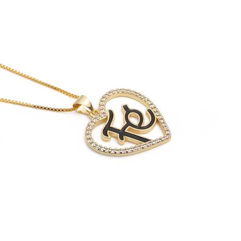 Heart Pendant Necklace Copper Inlaid Zirconia Fé Faith Word Box Chain Jewelry For Women Elegant