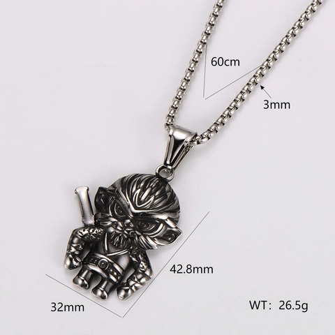 Sun Wukong Affenkönig Anhänger Halskette 304 Edelstahl Hip Hop Retro Streetwear Mode Herrenschmuck