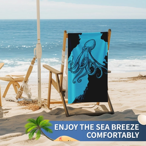 Toalla De Playa Estampado Pulpo Microfibra Secado Rápido Sin Arena Artística Para Natación Surf Viaje Exterior Suave