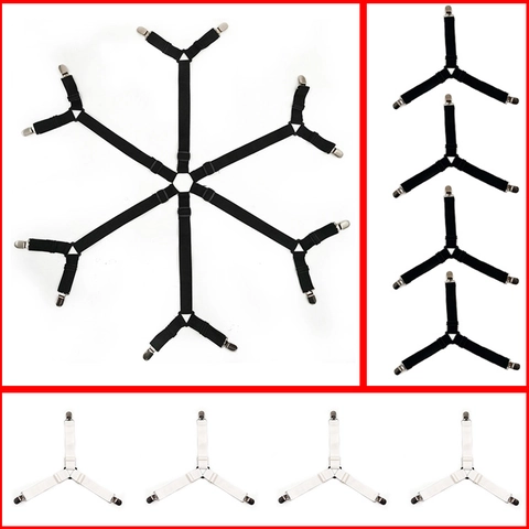Adjustable Elastic Bedsheet Fasteners Heavy Duty Mattress Grippers With Metal Clips Non Slip Bed Sheet Straps For Home Hotel