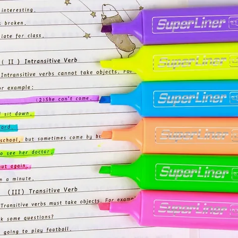 Highlighter Pens Chisel Tip Vivid Fluorescent Colors Quick Drying For Office School Marking Study Plastic Stationery