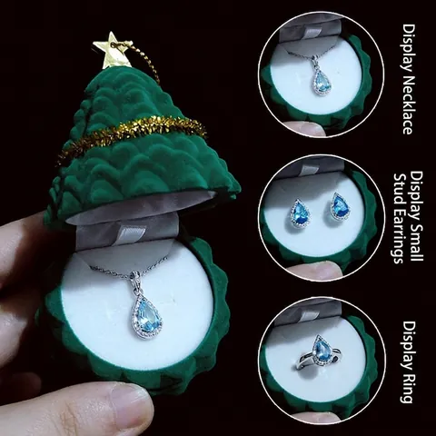 Portagioie Fioccato di Natale Creativo Babbo Natale Pupazzo di Neve Forma di Albero Confezione per Anelli Collane Orecchini
