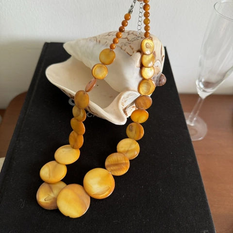 Collana Bohemien Con Perline Di Conchiglia Disco Tondo Sfumato Stile Vacanza Accessorio Estivo Per Donne