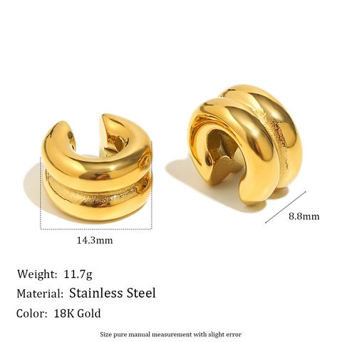 Gelaagde Ear Cuffs Roestvrij Staal 18K Verguld Zonder Piercing Minimalistische Geometrische U-Vormige Sieraden