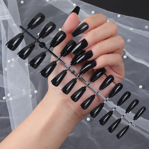 Unghie Ballerina Press On Lucide Tinta Unita Forma Bara ABS Punte Unghie Finte Artificiali Lunghezza Rivestimento UV Manicure