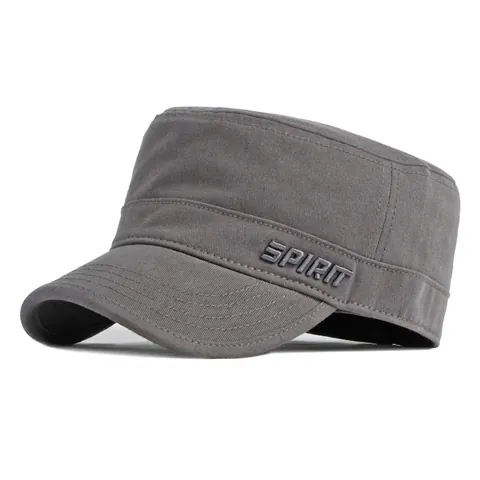 Cotton Cadet Cap Military Flat Top Hat Breathable Spirit Embroidery Outdoor Sports Sun Protection Unisex