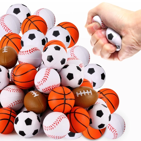 Mini Sports Stress Balls PU Foam Squeeze Toy Football Basketball Baseball Rugby Soft Elastic Relaxing Hand Exercise Novelty