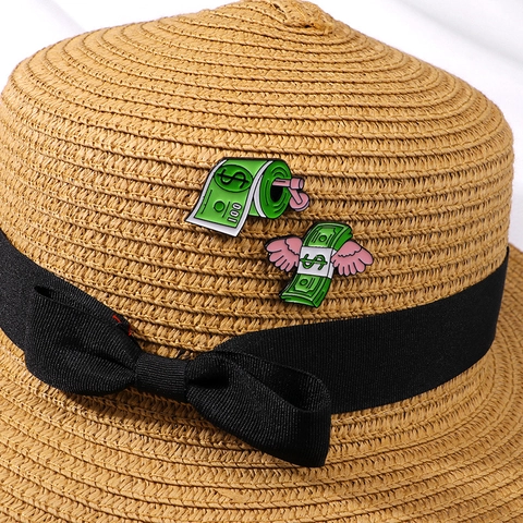 Creatieve Cartoon Dollarteken Emaille Broche Gepersonaliseerde Vliegend Geld Gokkasten Zinklegering Badge Accessoires