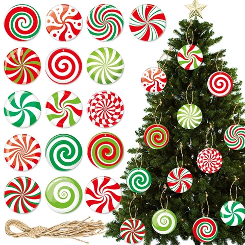 Decorazioni Appese Natale Caramelle Menta Cartoncino Motivo Spirale Vortice Decorazione Albero Natale Festa DIY