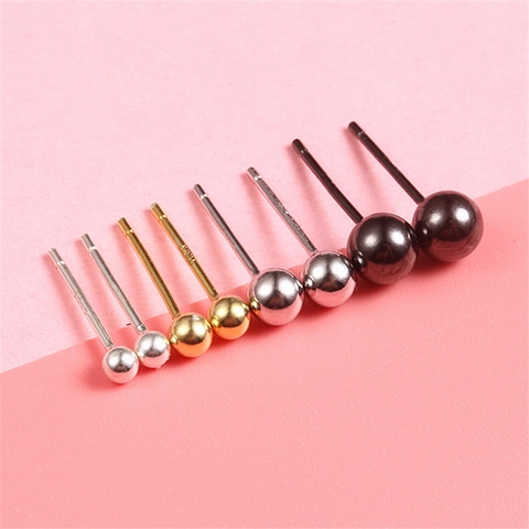 925 Sterling Silver Round Ball Stud Earrings For Women Men Minimalist Polished Frosted Gold Silver Black Small Bean Earrings Jewelry