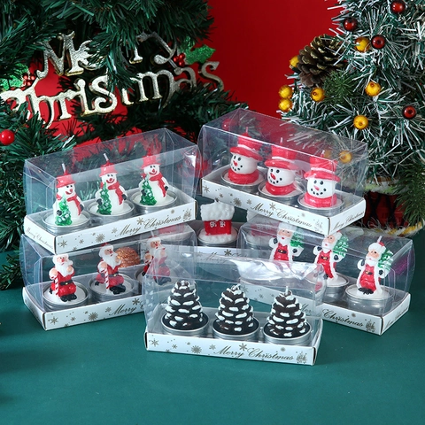 Candele Di Natale Paraffina Babbo Natale Pupazzo Di Neve Forma Decorazioni Per Feste Per La Casa E Le Vacanze