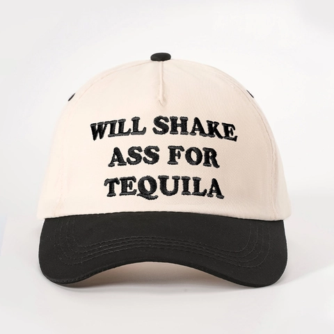 Casquette De Baseball Brodée Will Shake Ass For Tequila Couleur Contrastée Polyester Chapeau De Soleil Réglable