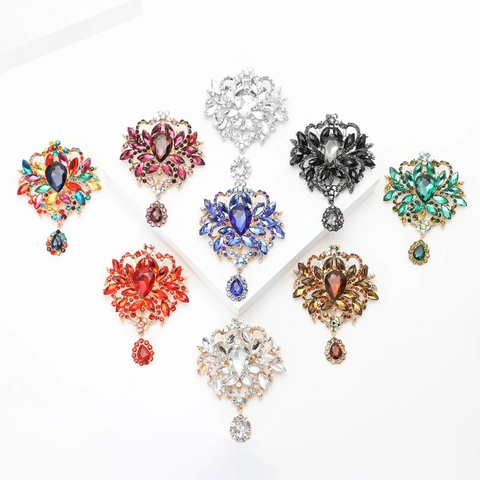 Spilla a Fiore in Lega di Strass Vintage per Donna Lussuosa Spilla Geometrica di Grandi Dimensioni per Accessori da Sciarpa per Abito da Festa