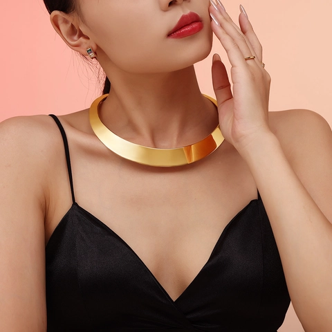 Minimalistische Roestvrijstalen Brede Open Choker Ketting Voor Dames Heren Street Punk Stijl Hoogglans Metaal Kraag Sieraden Cadeau