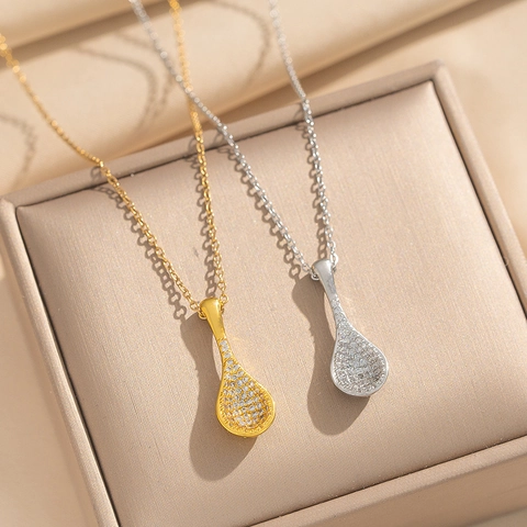Collana Con Ciondolo In Rame Placcato Oro Con Strass A Forma Di Cucchiaio Gioielli Di Moda Per Donna