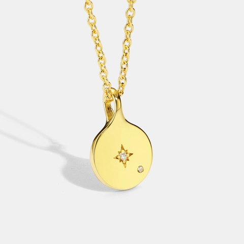 Mode Cuivre Plaqué Or Pièce Pendentif Collier pour Femme Étoile Brillante Strass Incrusté Chaîne de Clavicule Bijoux Minimalistes Cadeau