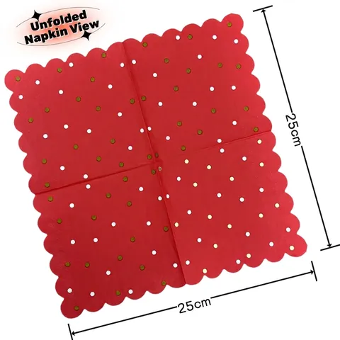 Rote Servietten Mit Wellenrand Und Gold Weißen Punkten Papier Für Weihnachten Hochzeit Geburtstag Party Deko