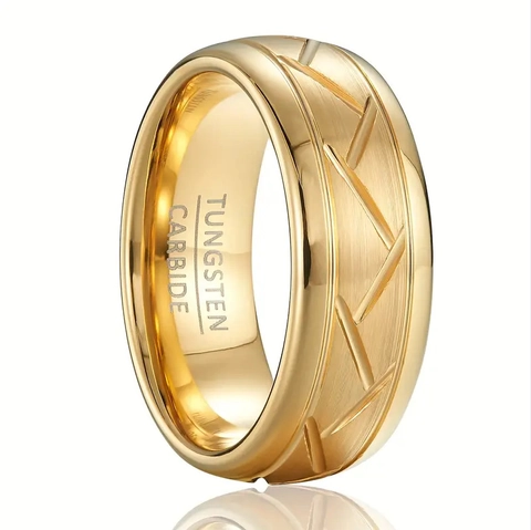 Stainless Steel Ring Brushed Finish Geometric Groove Cut Punk Hip Hop Jewelry For Men And Women
