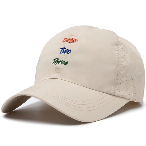 Quick Drying Baseball Cap Breathable Laser Perforated Mesh Sun Hat Letter Embroidery Outdoor Sports Men Women