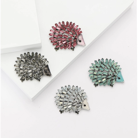Spilla a Forma di Riccio in Lega di Moda con Strass Carina Spilla di Cristallo Animale per Abiti Cardigan Donna Uomo Accessorio di Gioielli Decorativi