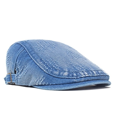 Retro Newsboy Pet Gewassen Katoen Denim Verstelbare Ivy Flat Cap Voor Heren Dames Britse Vintage Stijl
