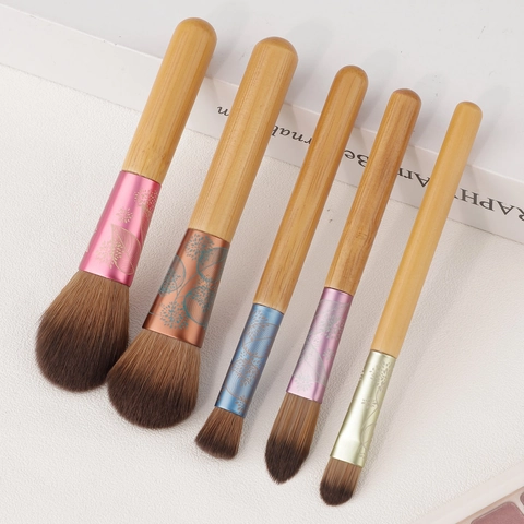 Make-up Pinsel Mini Holz Bambus Kunstfaser Puder Lidschatten Verblenden Tragbare Professionelle Beauty-Tools Kosmetik