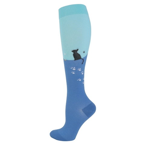 Nylon Athletic Compression Socks Knee High Sports Stockings Breathable For Running Cycling Cartoon Pattern