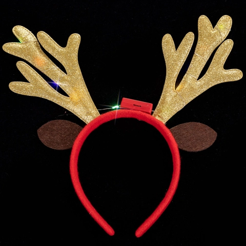 Navidad Cuerno De Reno Diadema Con Luz LED Brillo Lentejuelas Fiesta De Vacaciones Banda Para El Cabello Sombrerería Accesorios De Disfraces De Festival