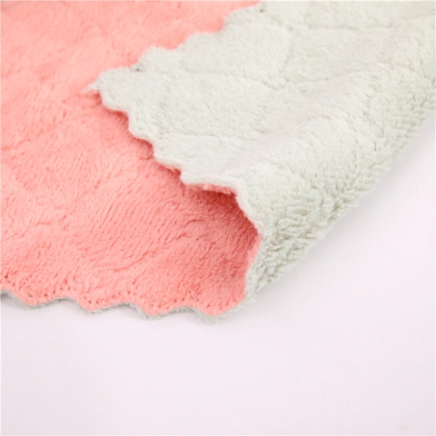 Double Sided Microfiber Cleaning Cloth Absorbent Thickened Dish Towel Wave Edge Design Household Kitchen Scouring Pad Dishcloth