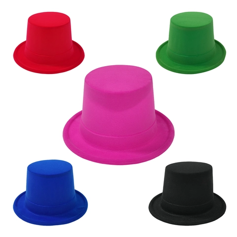 Adult 58cm Solid Color Plastic PVC Top Hat Retro Gentleman Fedora For Party Performance Stage Costume Accessory High Hat