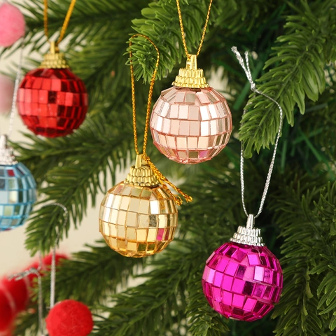 Disco Mirror Ball Ornaments Reflective Mosaic Tile Hanging Pendants For Christmas Tree Party Stage Decoration Colorful