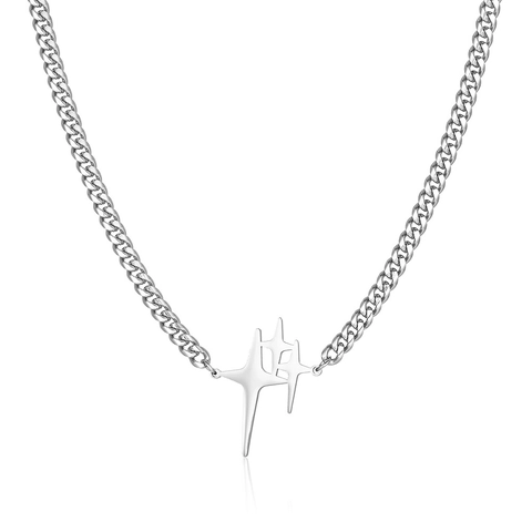 Collar De Cadena Cubana Con Colgante De Cruz Y Estrella Acero De Titanio Joyería Estilo Hip Hop Punk Para Hombres Y Mujeres
