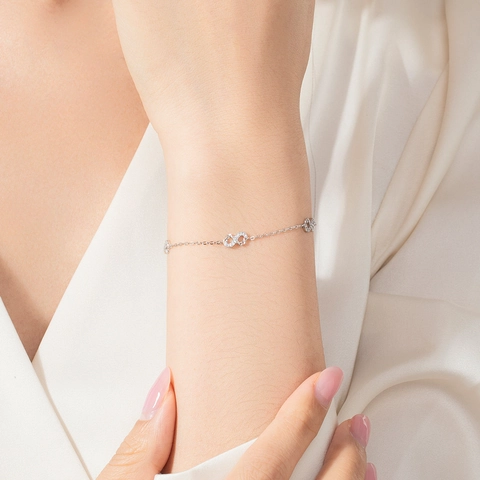 925 Sterling Silber Unendlichkeits Armband Mit Zirkonia Verstellbare Kette Eleganter Schmuck Für Damen