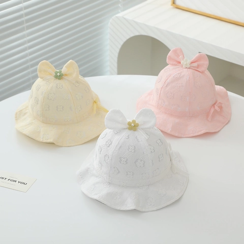 Chapeau Bob En Dentelle Pour Bébé Filles Protection Solaire Nœud Été Plage Style Princesse Élégant