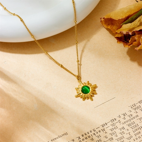 Collana In Acciaio Inossidabile Oro Con Pendente Stella In Malachite Gioielli Di Lusso Vintage Per Donna