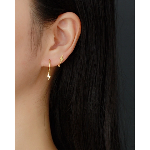 Orecchini A Cerchio Con Ciondolo A Fulmine Argento Sterling 925 Mini Minimalista Delicato Huggie Gioielli Donna