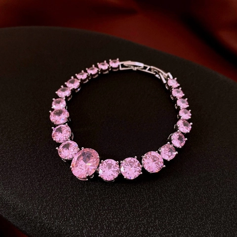 Fashion Bracelet For Women Alloy Cubic Zirconia Gradient Colorful Adjustable Elegant Luxury Jewelry Gift