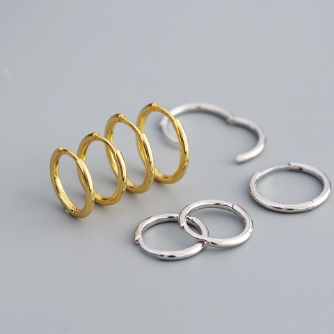 Orecchini A Cerchio In Argento Sterling 925 Lucido Liscio Minimalista Cerchio Geometrico Gioielli Per Donna Accessorio Quotidiano Minimalista