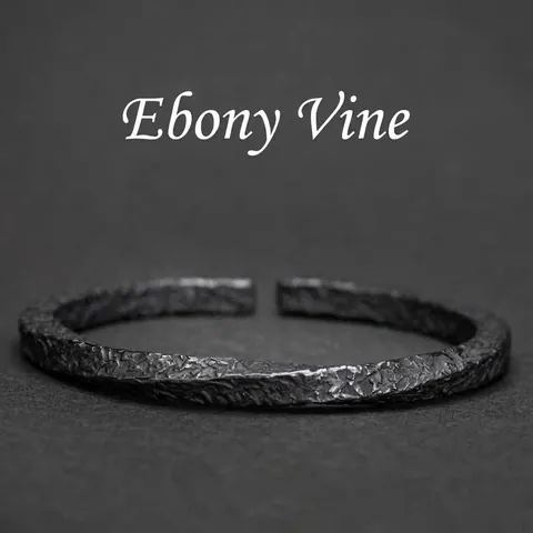 Mobius Cuff Bangle Copper Hammered Rock Texture Vintage Retro Style Jewelry For Men Black Plated Open Bracelet