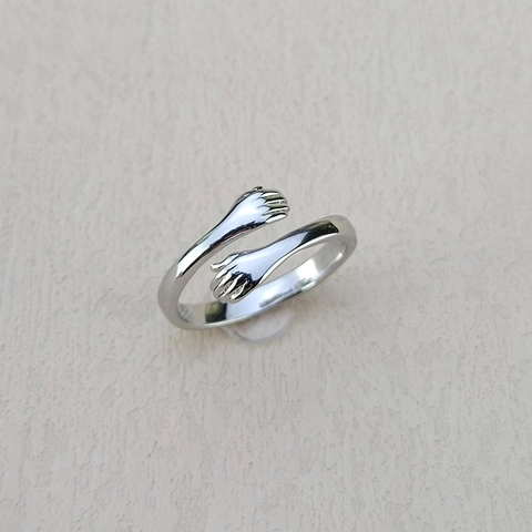 Knuffel Handen Ring Koper Open Verstelbaar Romantisch Minimalistisch Sieraden Voor Geliefden