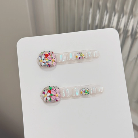 Unghie Finte Piedi Bianco Perla Artificial Polvere Aurora Fiore Margherita Fatto A Mano Glitter Colorati Per Donne Elegante