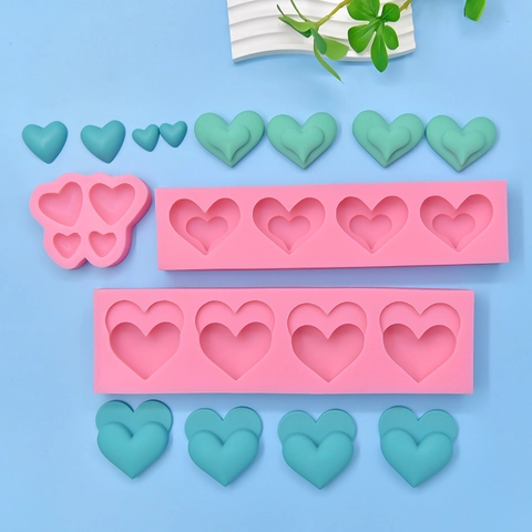 Heart Shaped Silicone Mold For DIY Baking Cake Chocolate Soap Candle Resin Crafting Tool Pink Flexible