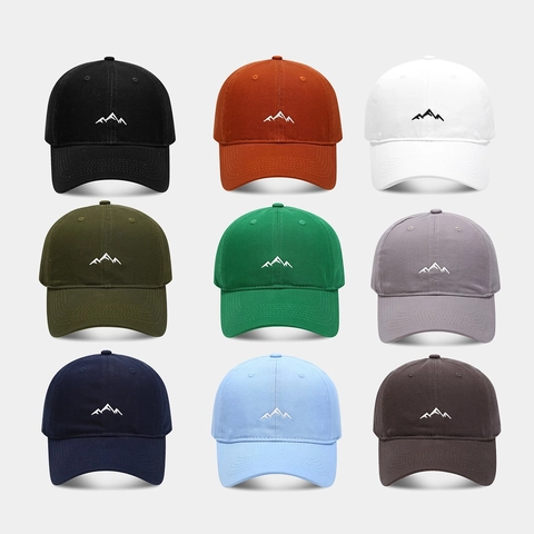 Mountain Embroidery Cotton Baseball Cap Minimalist Outdoor Adjustable Sun Protection Hat For Men Women
