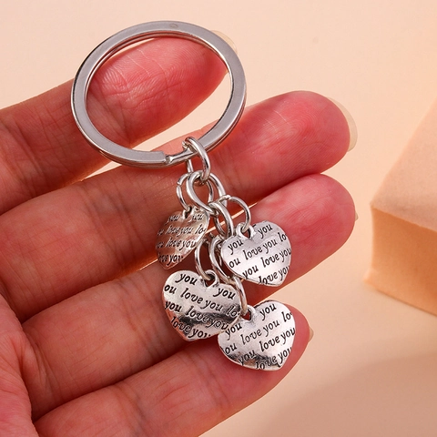 Vintage Herz Metall Schlüsselanhänger Mit Love You Gravur Mehrere Anhänger Silber Romantisches Geschenk Taschenzubehör