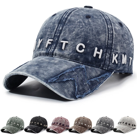 Gorra De Béisbol Mezclilla De Algodón Lavado Parche De Rayo Desgastado Bordado De Letras Vintage Retro Streetwear Unisex Ajustable