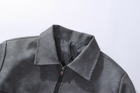 Heren Casual Faux Leren Jas Vintage Bomber Outerwear Met Geribde Manchetten En Ritszakken Mode Revers Jassen